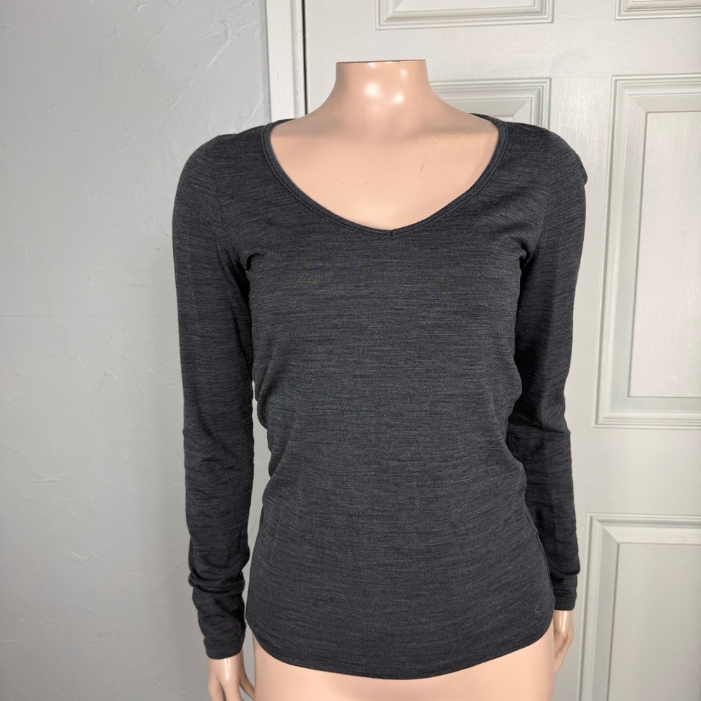 Icebreaker Shirt Small XS Merino Wool Heather Hiking Scoop Long Sleeve B3-4